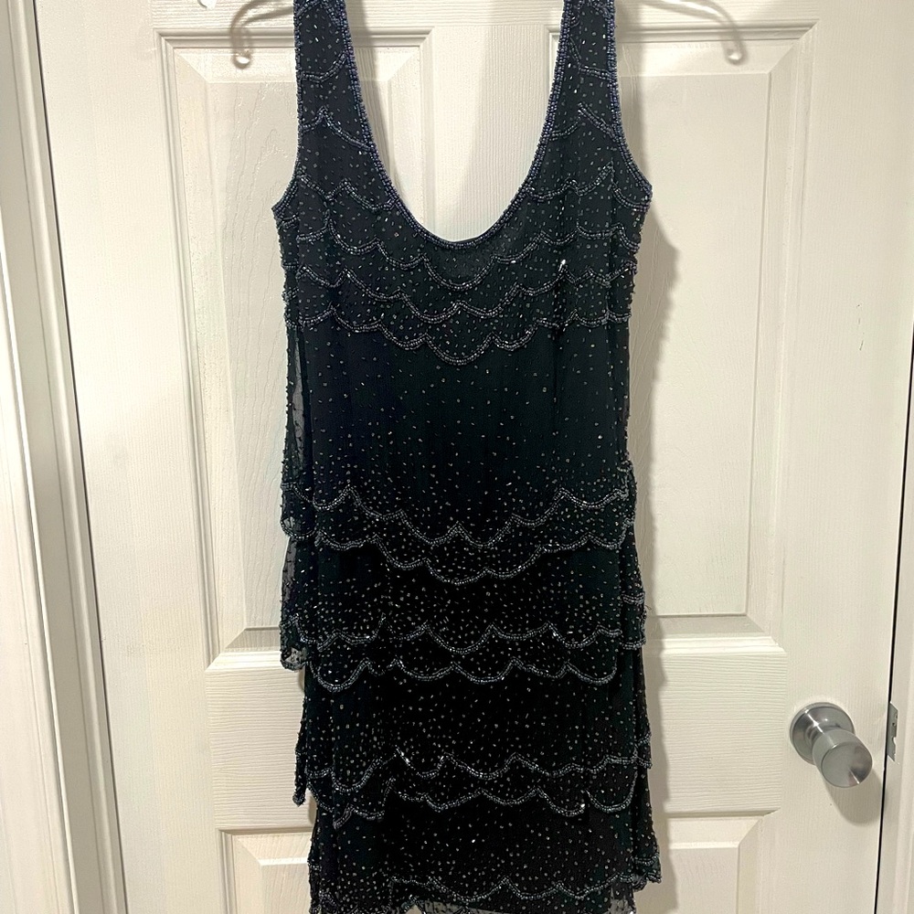 Hand beaded navy blue Para dress